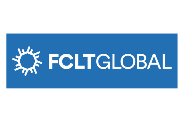 FCLTGlobal Logo with blue background, white text, and white emblem