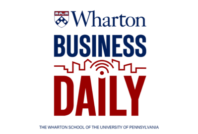 Wharton Business Daily Podcast Logo with blue and red text