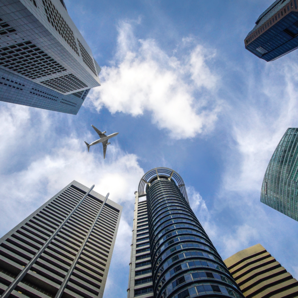 Decorative image of skyscrapers