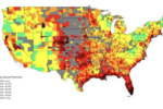 Map of average annual insurance premiums in the first half of 2023 by county showing many counties already stressed by high premium prices. From National Bureau of Economic Research